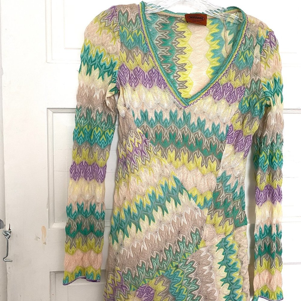 Missoni Deep V Classic Zig Zag Knit Dress Size 38 US Size 8 Multi-Color - Picture 9 of 9
